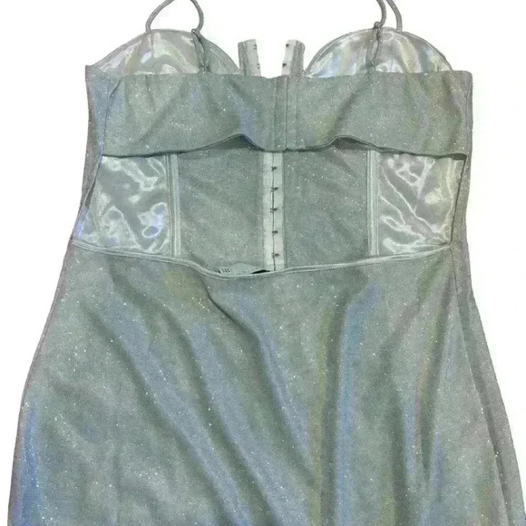 ASOS Design Petite glitter corset Dress With Underwire Mini Cami Dress In Silver - Picture 4 of 10